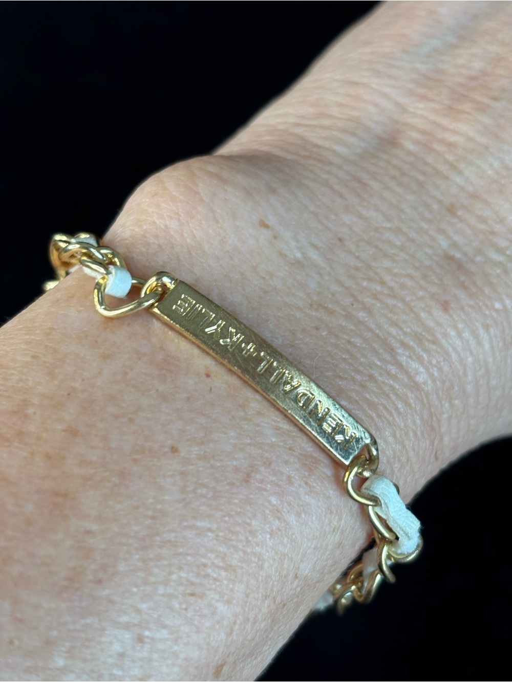 Kendall & Kylie Gold and White Leather-Link Bracelet